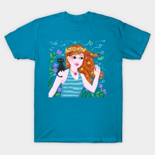 The cat, the hummingbird, and the pretty girl T-Shirt